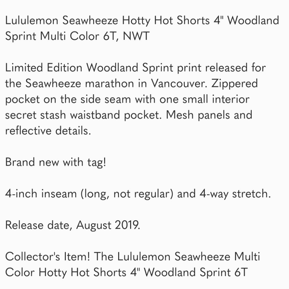 Lululemon Seawheez Hotty Hot shorts 4" size 6 Tall - Picture 6 of 6